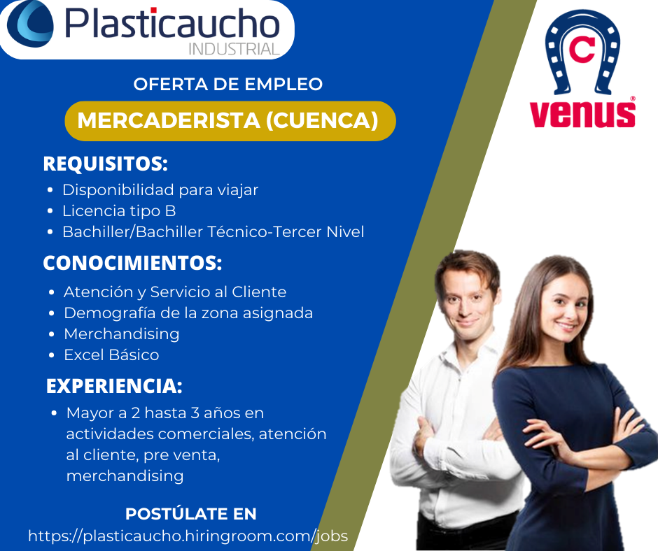 Nuevas Oportunidades De Empleo: MERCADERISTA En PLASTICAUCHO INDUSTRIAL